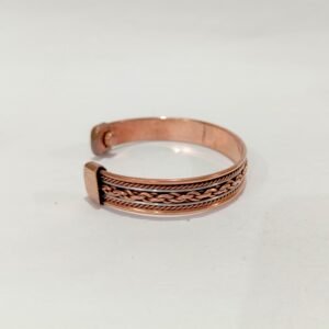 RB ARTISAN handcrafted copper white metal two tone magnetic cuff bracelet wheat braid center white metal flat wire copper rope twist border embedded magnets made in India