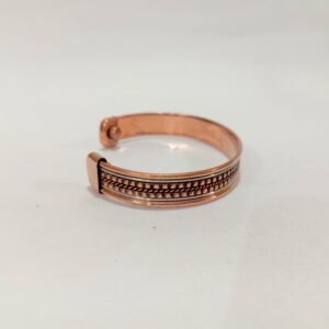 RB ARTISAN handcrafted copper white metal two tone magnetic cuff bracelet beaded chain twisted wire white metal flat rail embedded magnets made in India