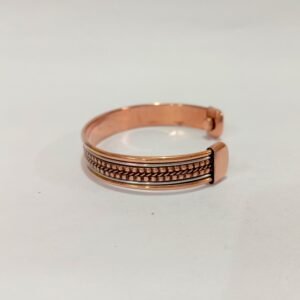 RB ARTISAN handcrafted copper white metal two tone magnetic cuff bracelet beaded chain twisted wire white metal flat rail embedded magnets made in India