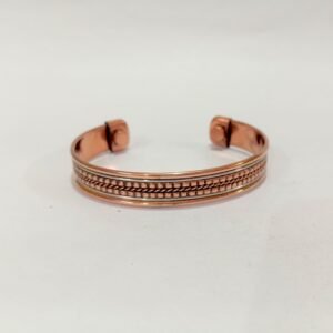 RB ARTISAN handcrafted copper white metal two tone magnetic cuff bracelet beaded chain twisted wire white metal flat rail embedded magnets made in India