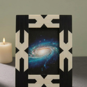 RB ARTISAN handcrafted resin photo frame black white geometric x pattern decorative picture frame home decor made in India