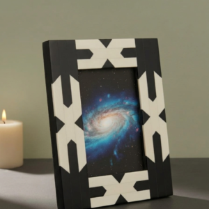 RB ARTISAN handcrafted resin photo frame black white geometric x pattern decorative picture frame home decor made in India