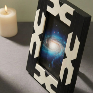RB ARTISAN handcrafted resin photo frame black white geometric x pattern decorative picture frame home decor made in India