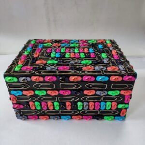 RB ARTISAN handmade button bobby pin storage box multicolour neon upcycled art jewellery keepsake box made in India