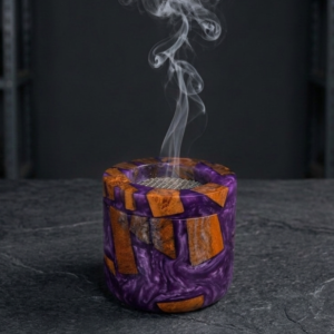 RB ARTISAN handcrafted royal purple resin mango wood bakhoor burner metal mesh top home decor spiritual gifting made in India