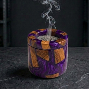 RB ARTISAN handcrafted royal purple resin mango wood bakhoor burner metal mesh top home decor spiritual gifting made in India