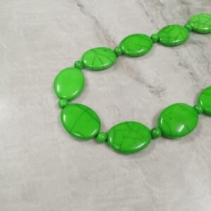 RB ARTISAN handcrafted green crackle resin oval bead statement necklace neon green graduating beads bold fashion jewellery made in India