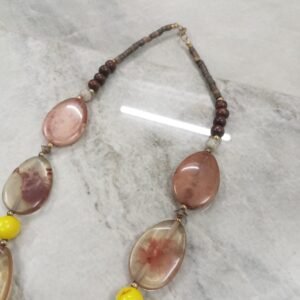 RB ARTISAN handcrafted multicolour translucent resin slab statement necklace amber mauve cream yellow boho fashion jewellery made in India