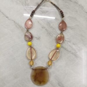 RB ARTISAN handcrafted multicolour translucent resin slab statement necklace amber mauve cream yellow boho fashion jewellery made in India