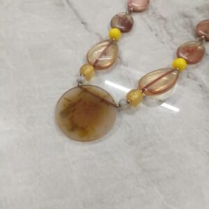 RB ARTISAN handcrafted multicolour translucent resin slab statement necklace amber mauve cream yellow boho fashion jewellery made in India