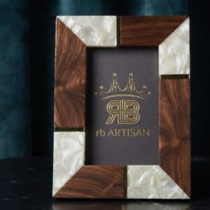 RB ARTISAN handcrafted acacia wood mother of pearl resin photo frame 7x5 inch gold metal accent luxury picture frame made in India