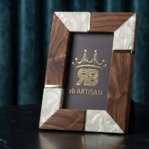 RB ARTISAN handcrafted acacia wood mother of pearl resin photo frame 7x5 inch gold metal accent luxury picture frame made in India